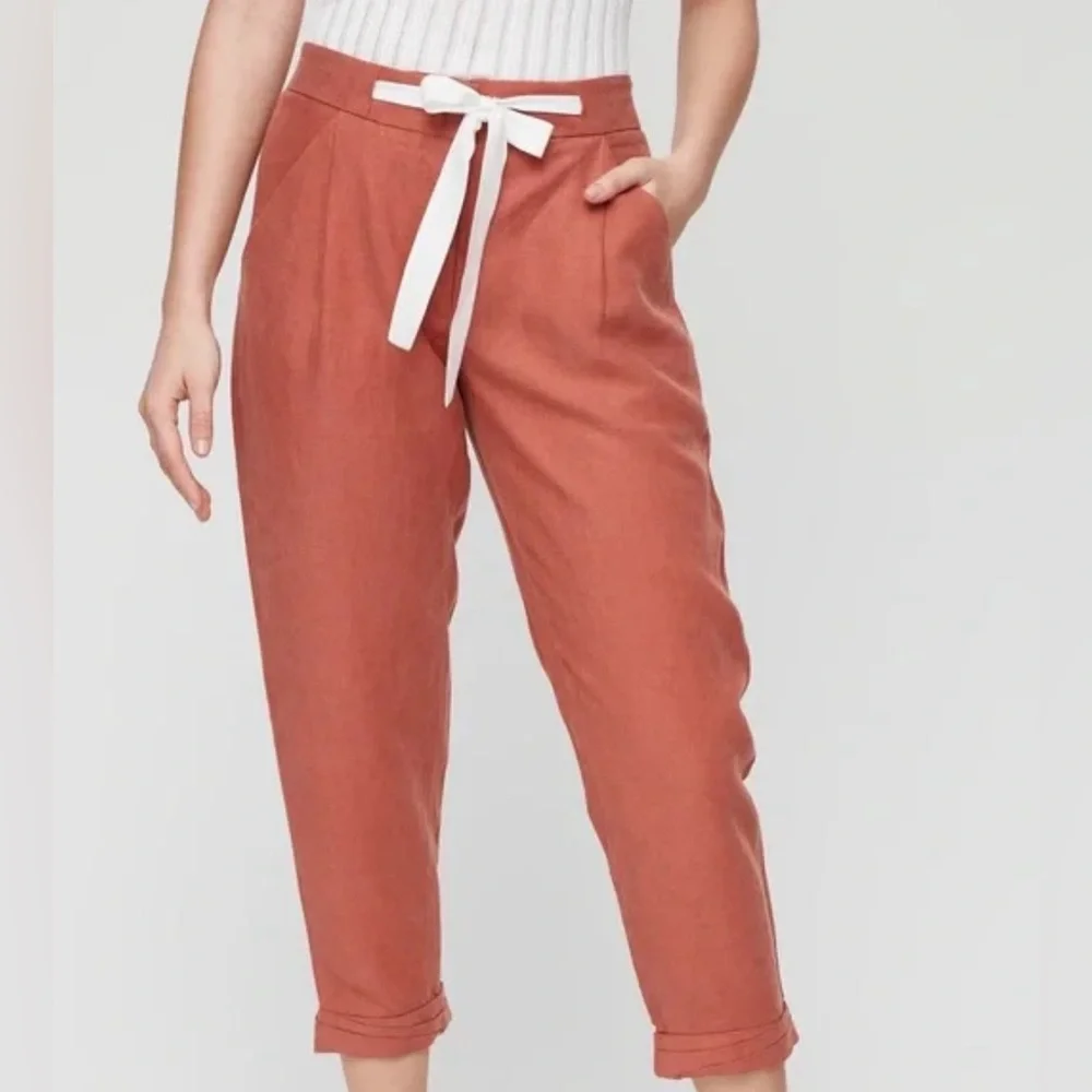 Wilfred Aritzia Allant Linen Pants Rust Color Size 8